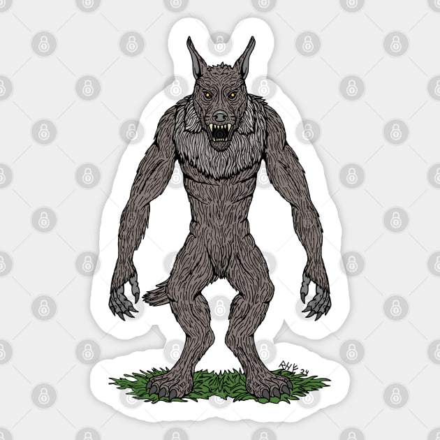 Dogman Cryptid or Werewolf Sticker by AzureLionProductions